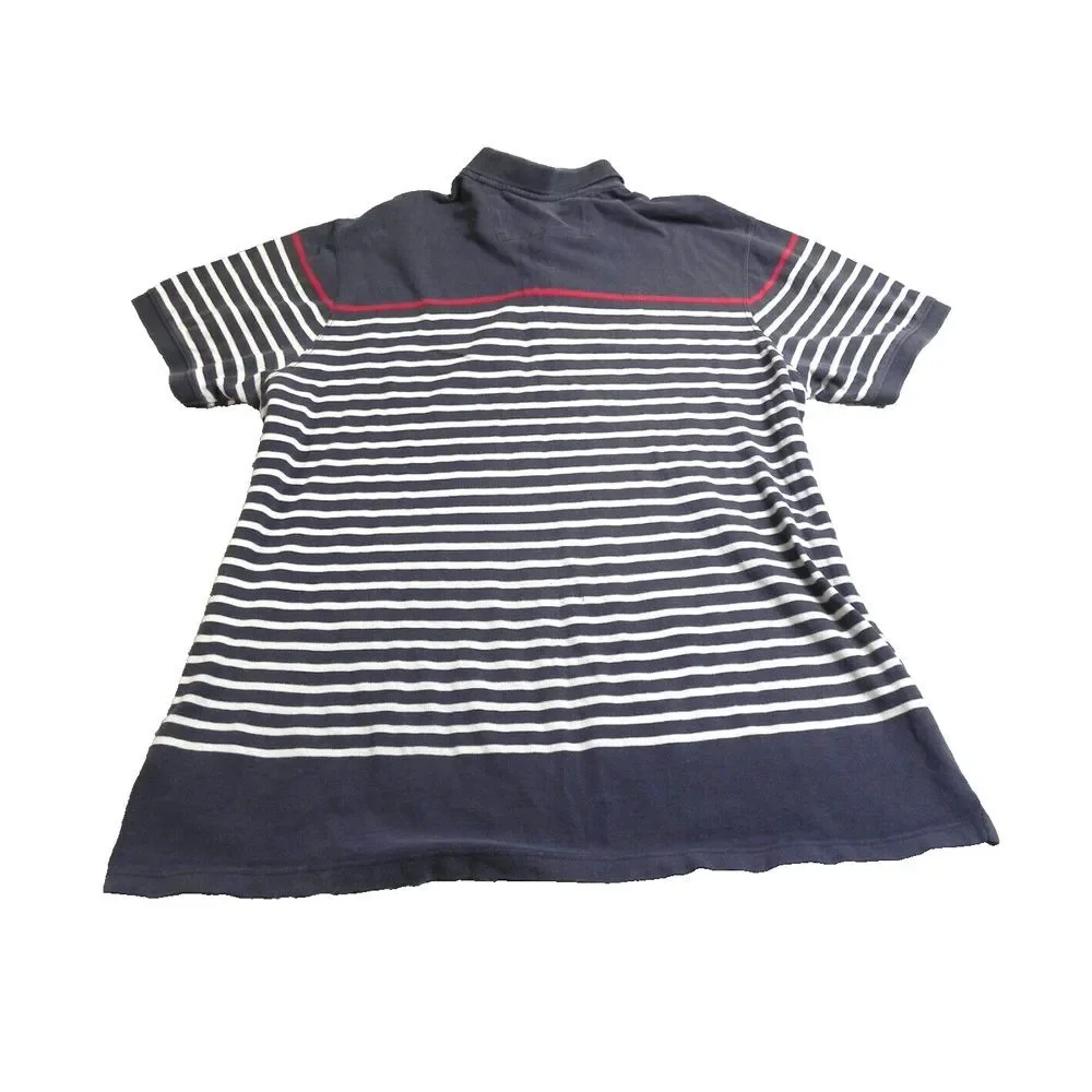 Banana Republic Shirt Adult 2XL Navy White Striped‎ Preppy Casual Golf Polo Mens